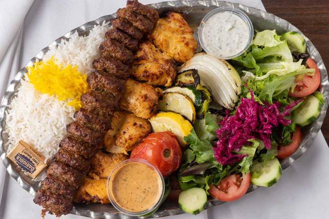 Order Combo Kabob Plate food online from Naan Hut store, Los Angeles on bringmethat.com