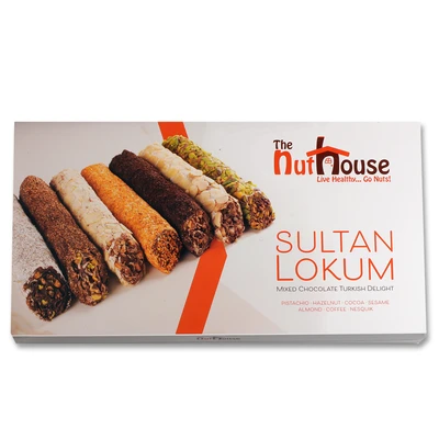 Order Sultan lokum mixed chocolate Turkish delights 700g food online from Nut House Co store, Bridgeview on bringmethat.com
