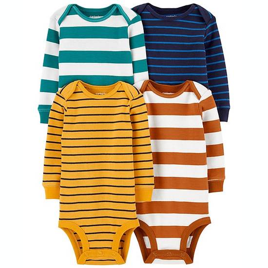 Order carter's® Size 3M 4-Pack Multicolor Stripes Long Sleeve Original Bodysuits food online from Bed Bath & Beyond store, Lancaster on bringmethat.com