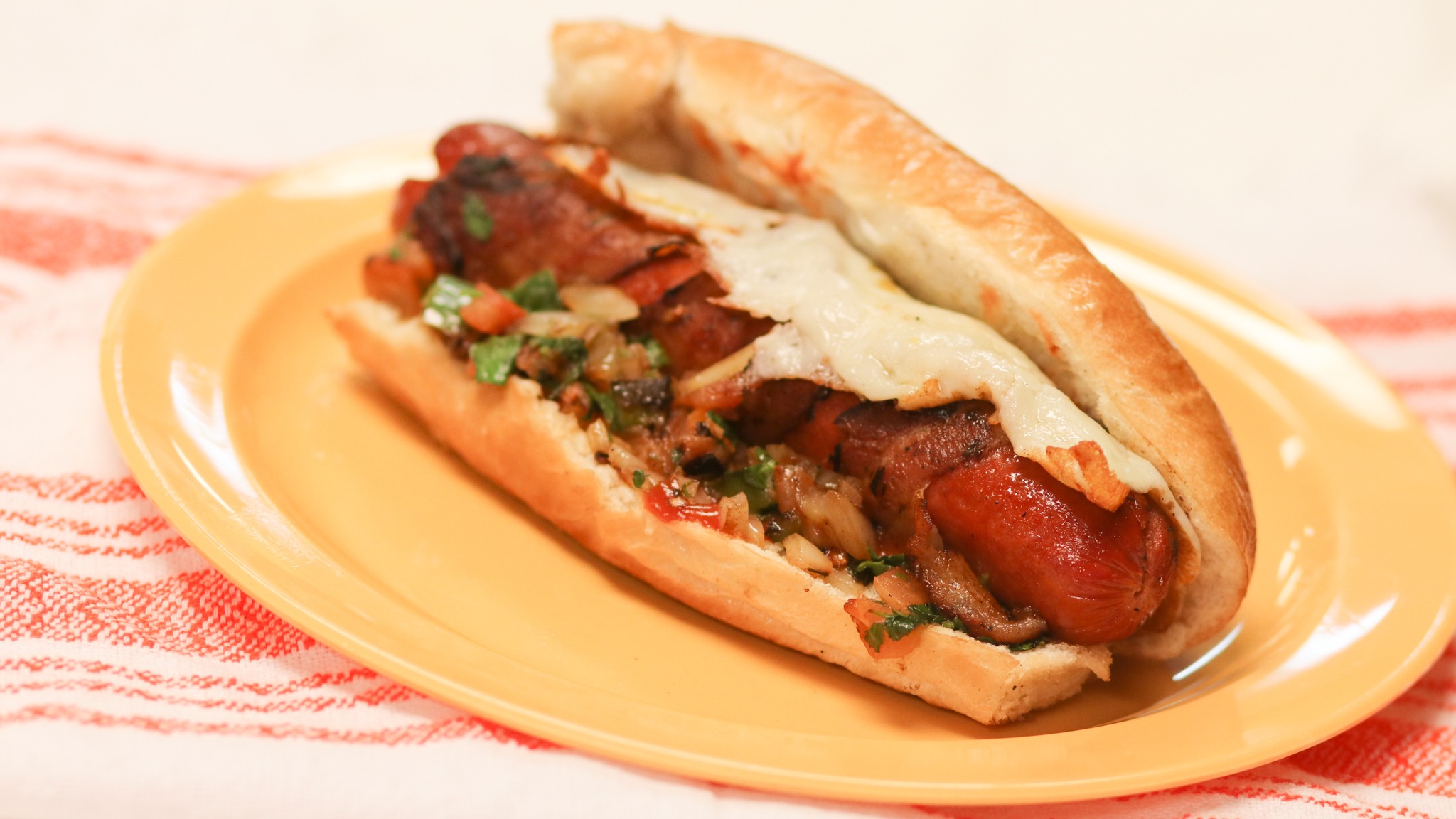 Order Tejano Hot Dog food online from Toucan Tortas store, Houston on bringmethat.com