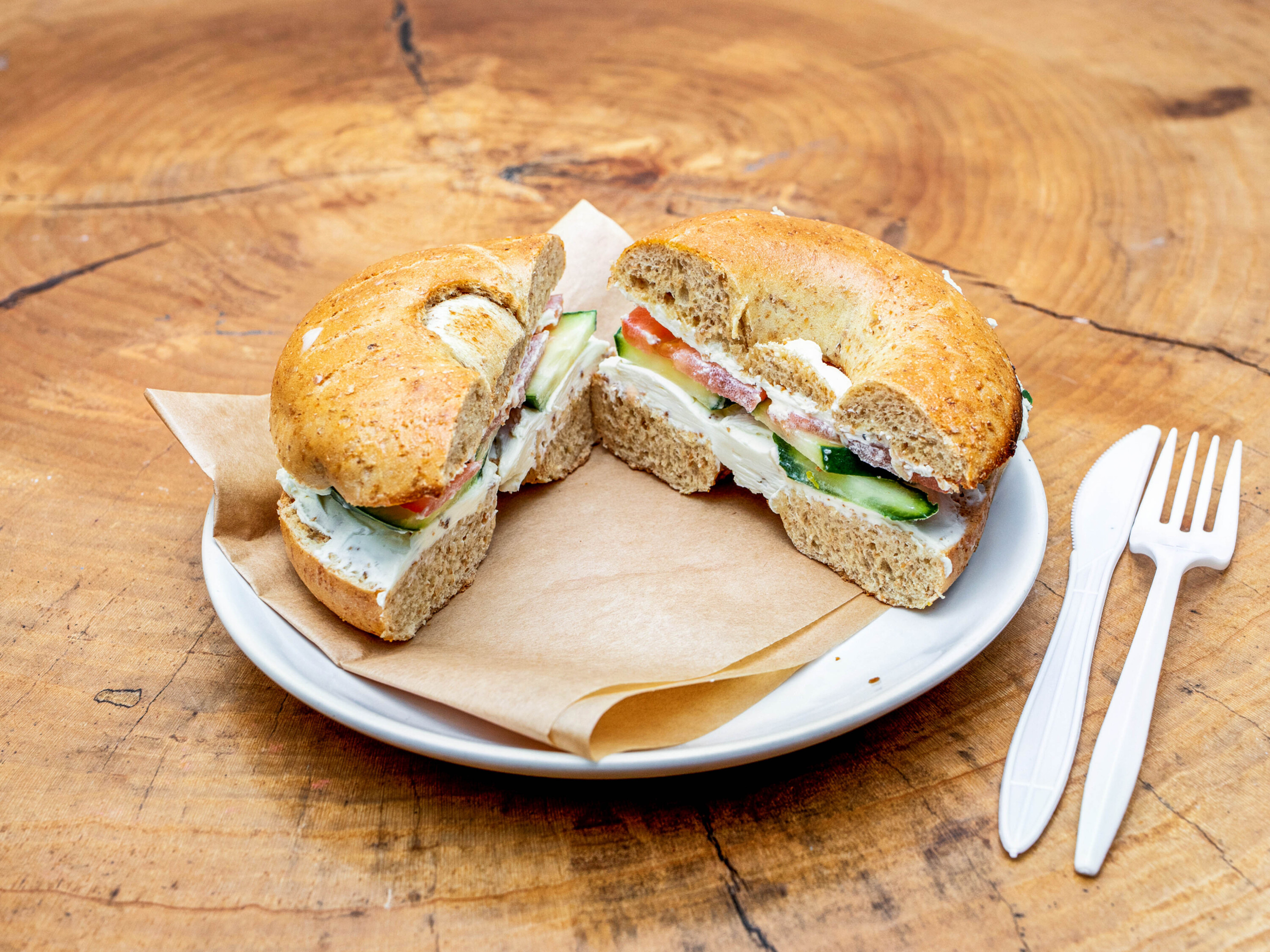 Order Veggie Bagel Sandwich food online from Driftaway Cafe store, Lindenwold on bringmethat.com