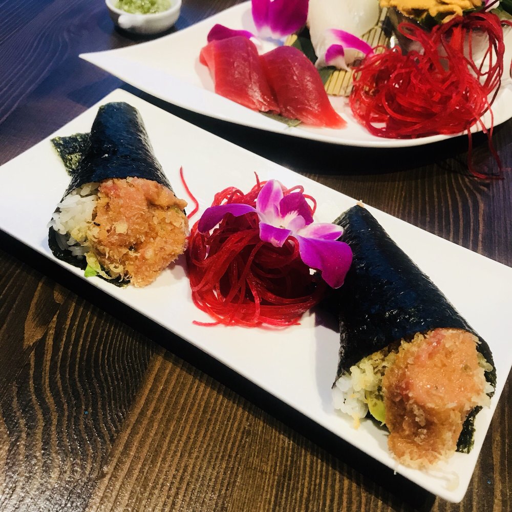 Order Spicy Blue Fin Tuna Hand Roll food online from Naked Fish Japanese Restaurant store, Chino Hills on bringmethat.com