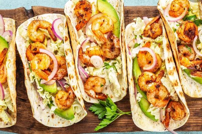 Order 3 pc shrimp tacos /camarones 戀  food online from El Camino Feliz store, Paterson on bringmethat.com