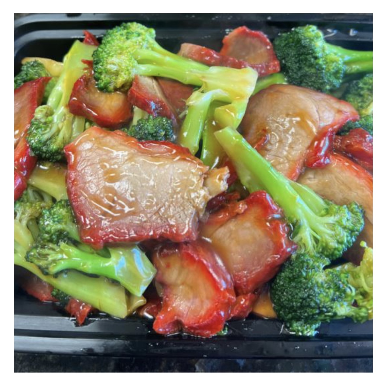 Order Roast Pork with Broccoli 芥兰叉烧 food online from China Star store, Blue Bell on bringmethat.com