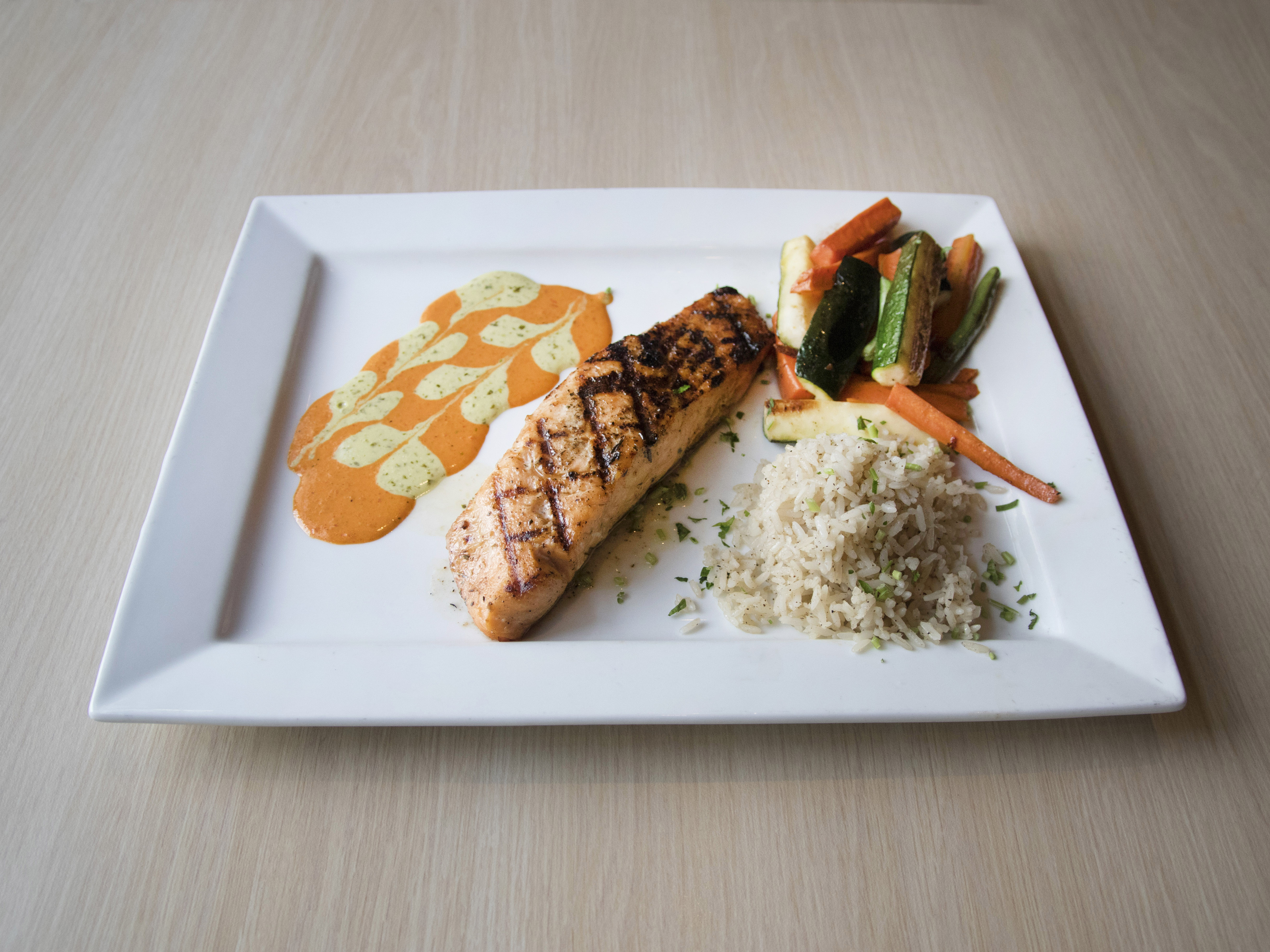 Order Lemon Butter Grilled North Atlantic Salmon food online from Shakers Bar and Grill store, Wixom on bringmethat.com