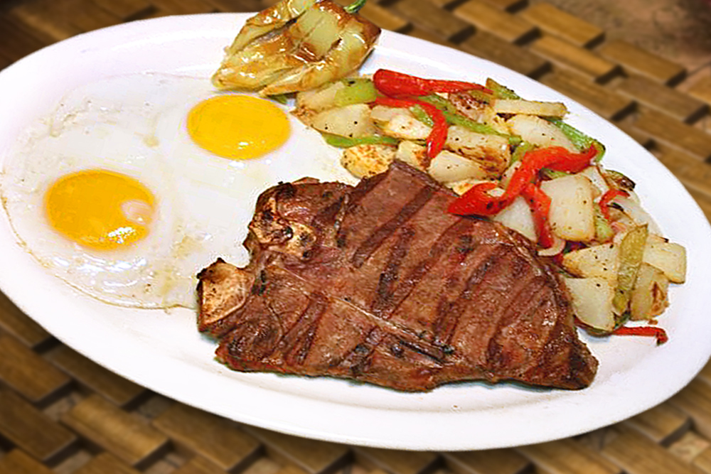 Order T-Bone Steak con Huevos food online from Taqueria San Miguel store, Cathedral City on bringmethat.com