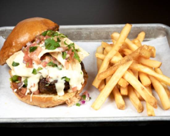 Order Tejas & Queso Burger food online from BWhizzy's store, Conroe on bringmethat.com