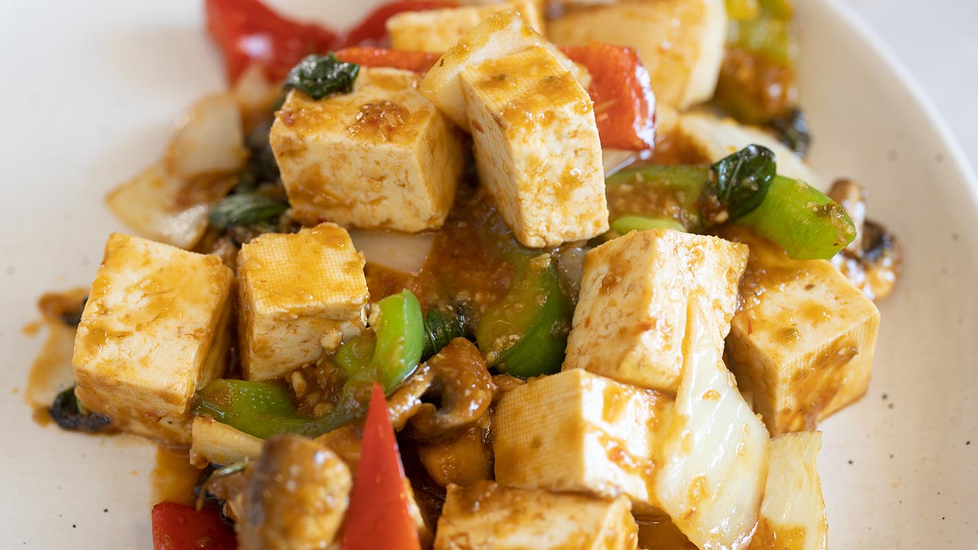 Order Pad Graprow Tofu - Basil Tofu food online from Charm Thai Bistro store, Oakland on bringmethat.com