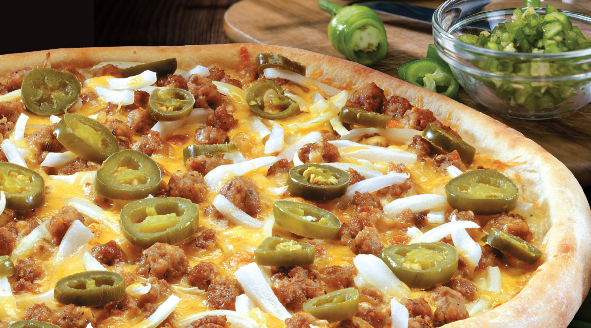 Order Hoppin' Jalapeno Specialty Pizza food online from Noble Roman Pizza store, Glenview on bringmethat.com