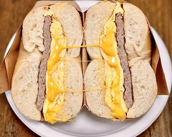 Order 2 Eggs Turkey Sausage & Cheese food online from My Three Sons Bagels store, Garden City on bringmethat.com