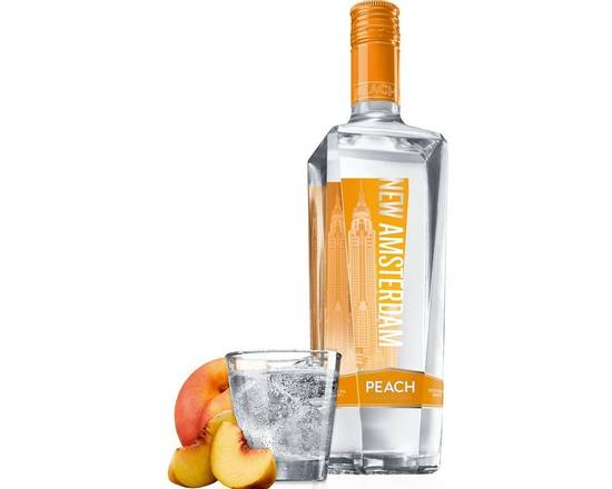 Order New Amsterdam Peach Flavored, 750mL vodka (35.0% ABV) food online from Ogden Wine & Spirit store, Naperville on bringmethat.com