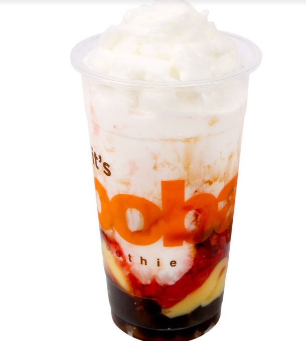 Order 3. Frosty Milk with Strawberry, Pudding, and Honey Boba food online from Boba Time store, Los Angeles on bringmethat.com