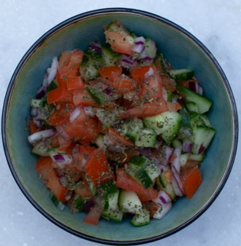 Order Shirazi Salad food online from Lulu's Creperie Cafe store, Laguna Hills on bringmethat.com