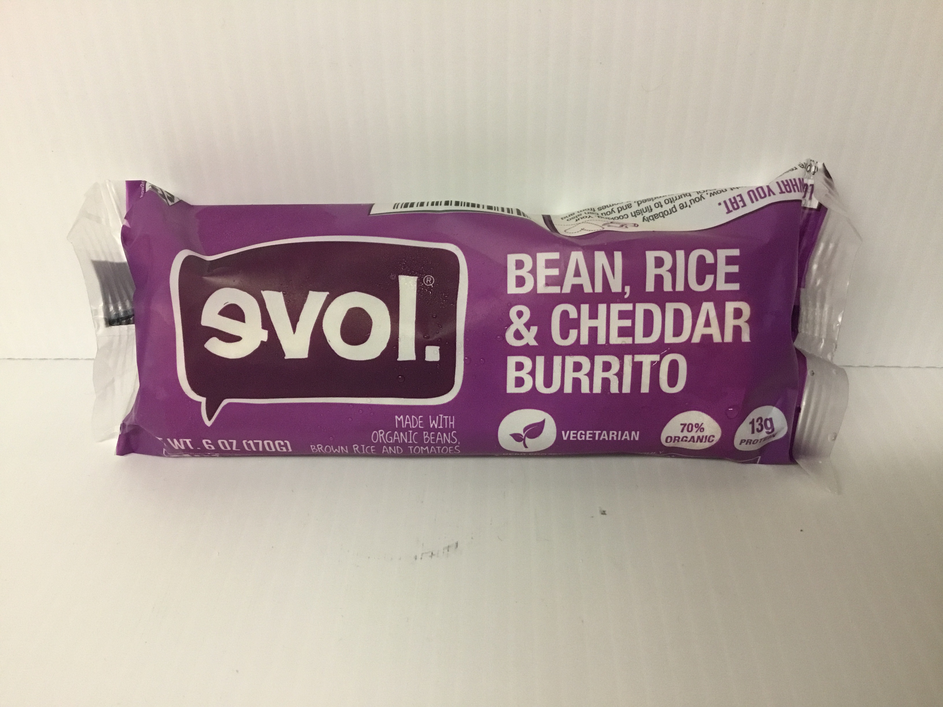 Order Evol Bean,Rice & Cheddar Burrito 6oz food online from Just Dash It store, Englewood on bringmethat.com