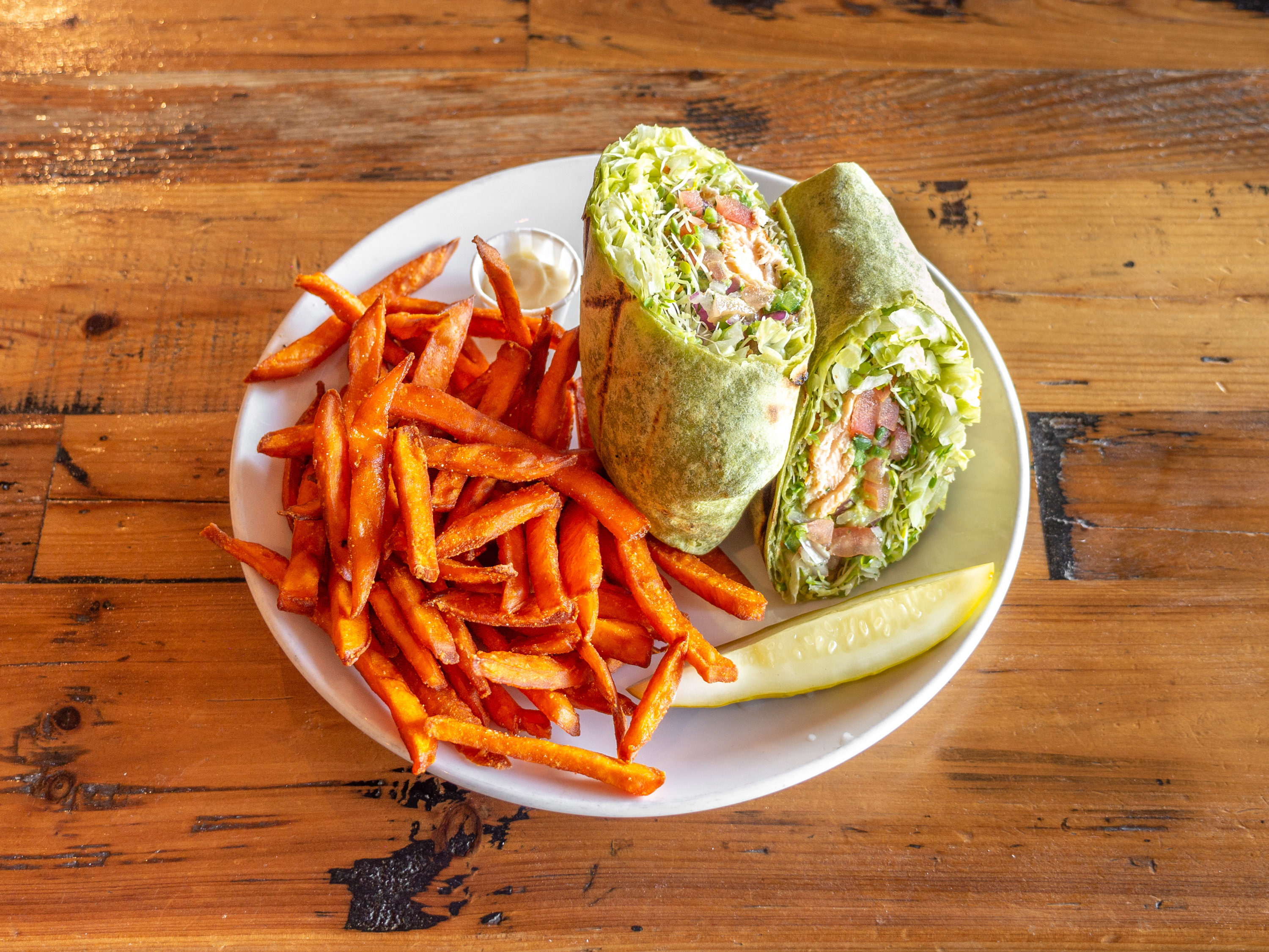 Order Salmon Wrap food online from Mona Burgers & Shakes store, Concord on bringmethat.com