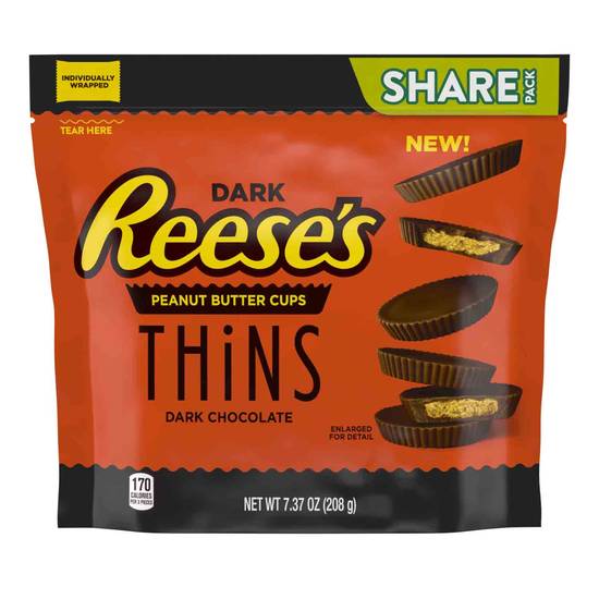 Order Reese's Thins Peanut Butter Cups Dark Chocolate (7.37 oz) food online from Rite Aid store, Eugene on bringmethat.com