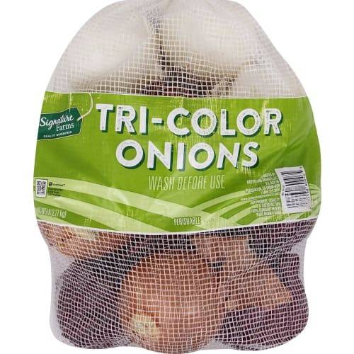 Order Signature Farms · Tri Color Onions (5 lbs) food online from Safeway store, Redding on bringmethat.com
