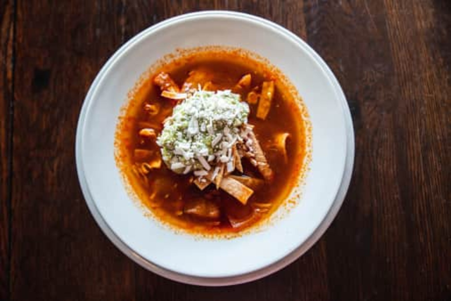 Order SOPA AZTECA food online from La Veracruzana Mexican Restaurant store, Amherst on bringmethat.com
