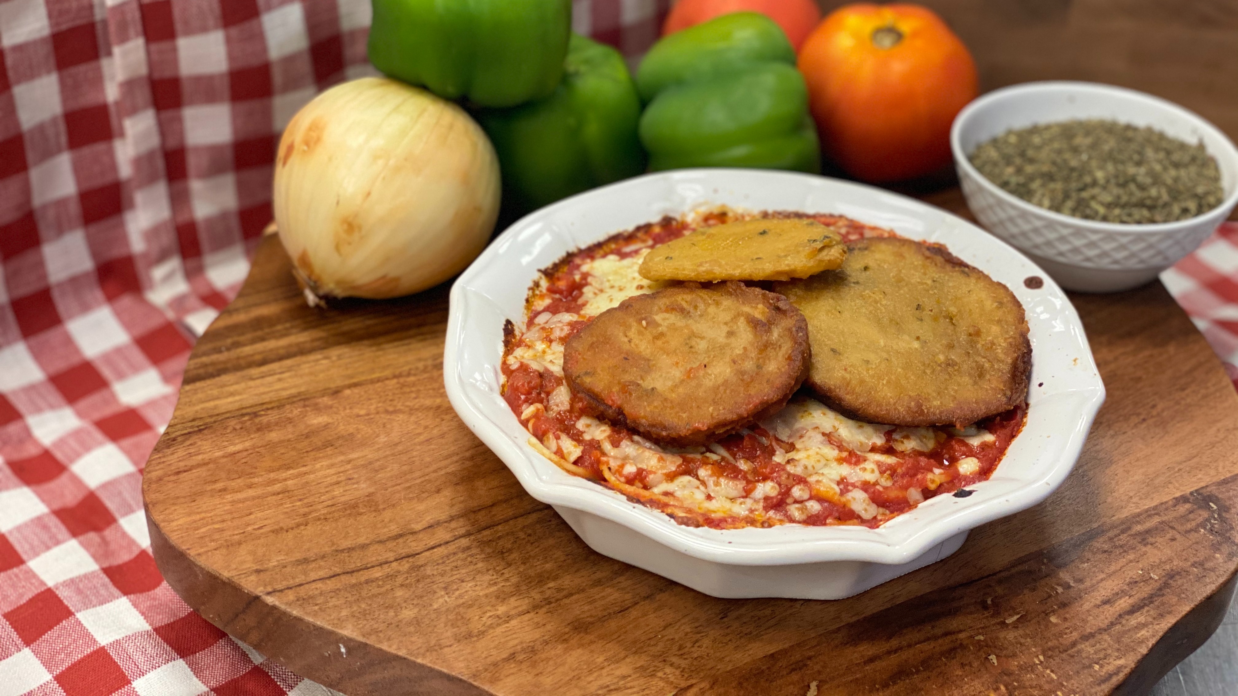 Order Eggplant Parmesan with Spaghetti food online from Manny & olga's pizza store, Wheaton on bringmethat.com