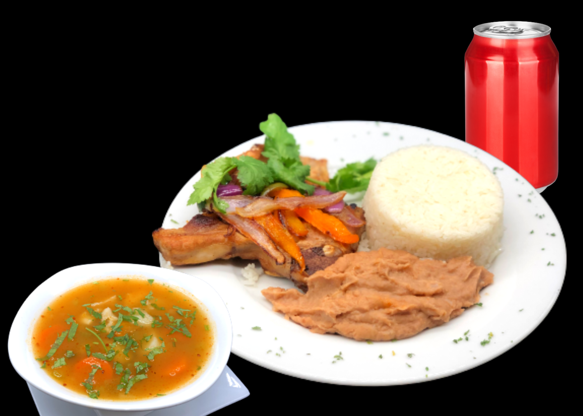 Order Chuletas Fritas Lunch Special food online from Salsa Y Brasa Restaurant store, New Rochelle on bringmethat.com