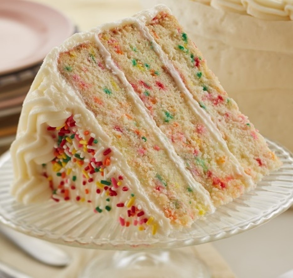 Order Slice: Birthday Cake food online from Piece Of Cake Inc. store, Atlanta on bringmethat.com
