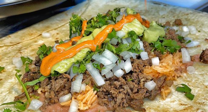 Order Lomo Saltado Burritos food online from Inca Maya Tacos store, Los Angeles on bringmethat.com