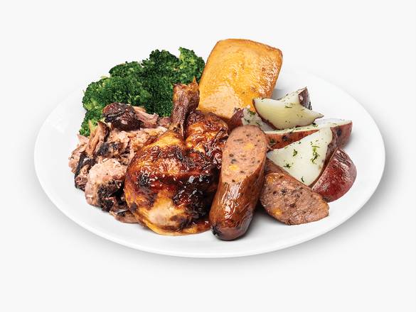 Order 3 Meat Combo Plate - 1/4 Chicken, Sausage & Pulled Pork food online from Boston Market store, Virginia Beach on bringmethat.com