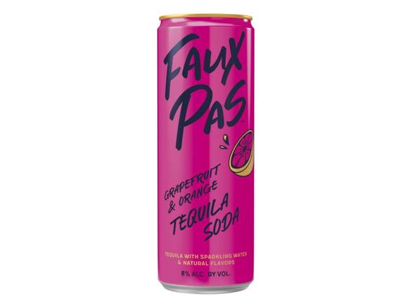 Order Faux Pas Grapefruit & Orange Tequila Soda - 4x 250ml Cans food online from Josh Wines & Liquors Inc store, New York on bringmethat.com