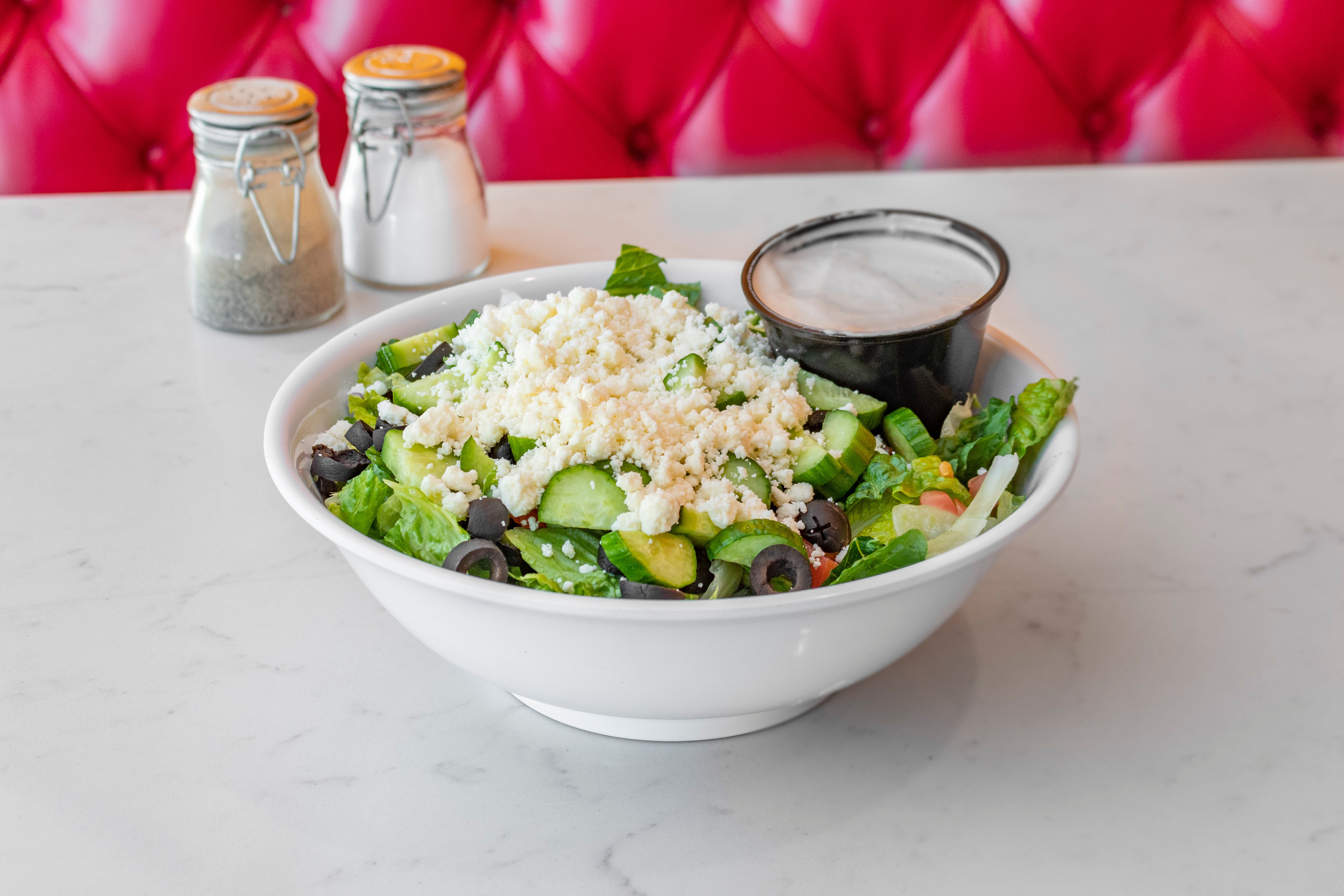 Order Greek Salad - Salad food online from Pizza Mark store, Los Angeles on bringmethat.com