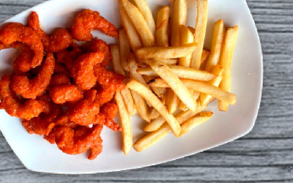 Order Buffalo Shrimp In A Basket - Entree food online from Seasons Pizza store, Christiana on bringmethat.com