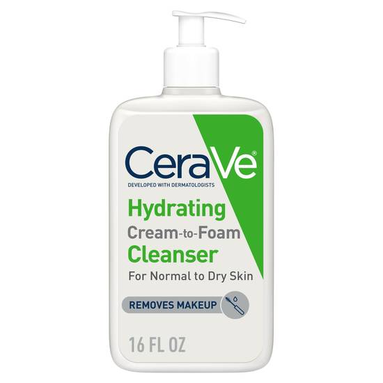 Order CeraVe Hydrating Cream-to-Foam Facial Cleanser with Hyaluronic Acid, Fragrance Free, 16 OZ food online from CVS store, SPRING VALLEY on bringmethat.com