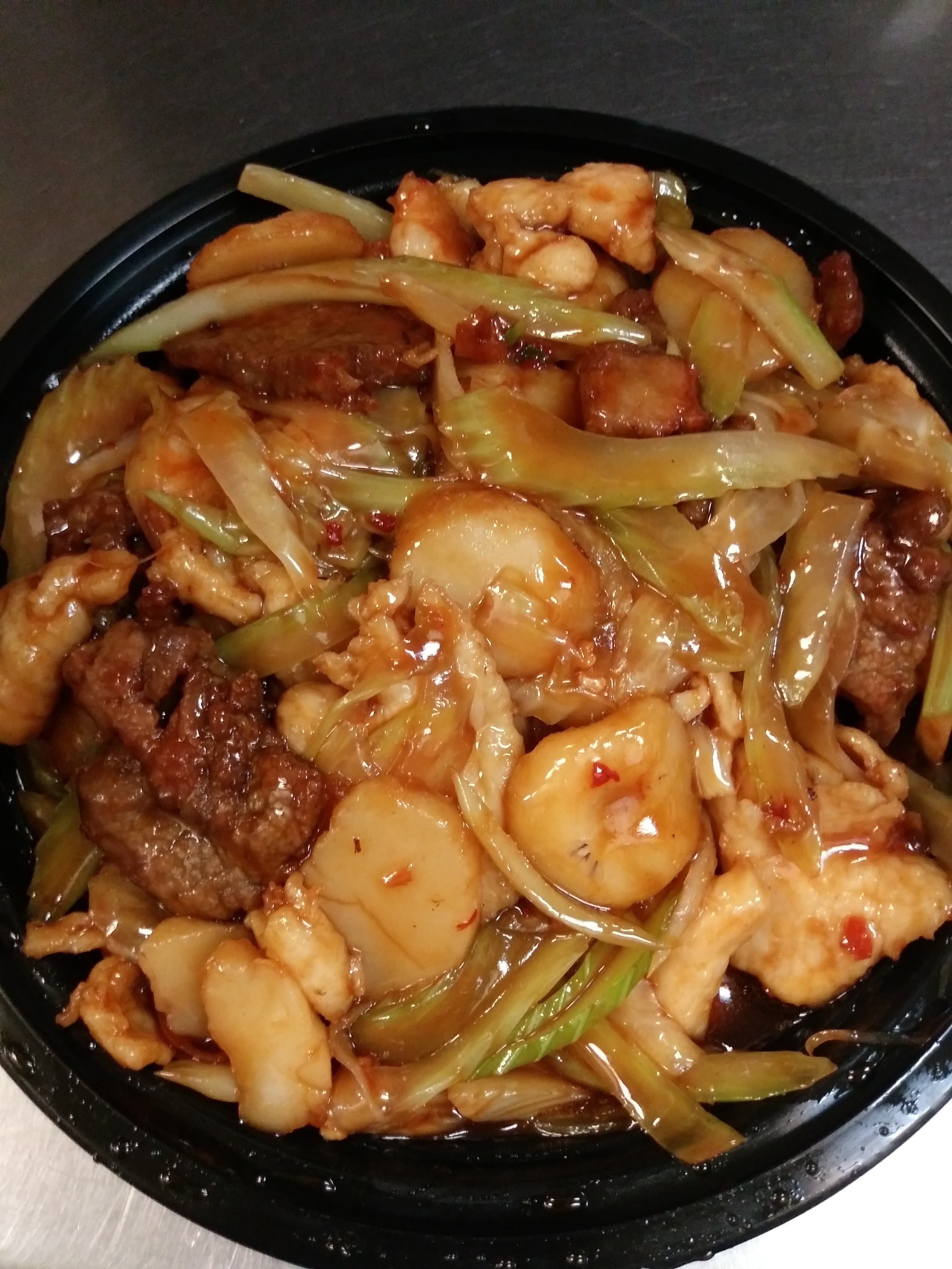 Order C10. Kung Pao Trio Chef's Recommendation food online from Peking Express store, Alexandria on bringmethat.com