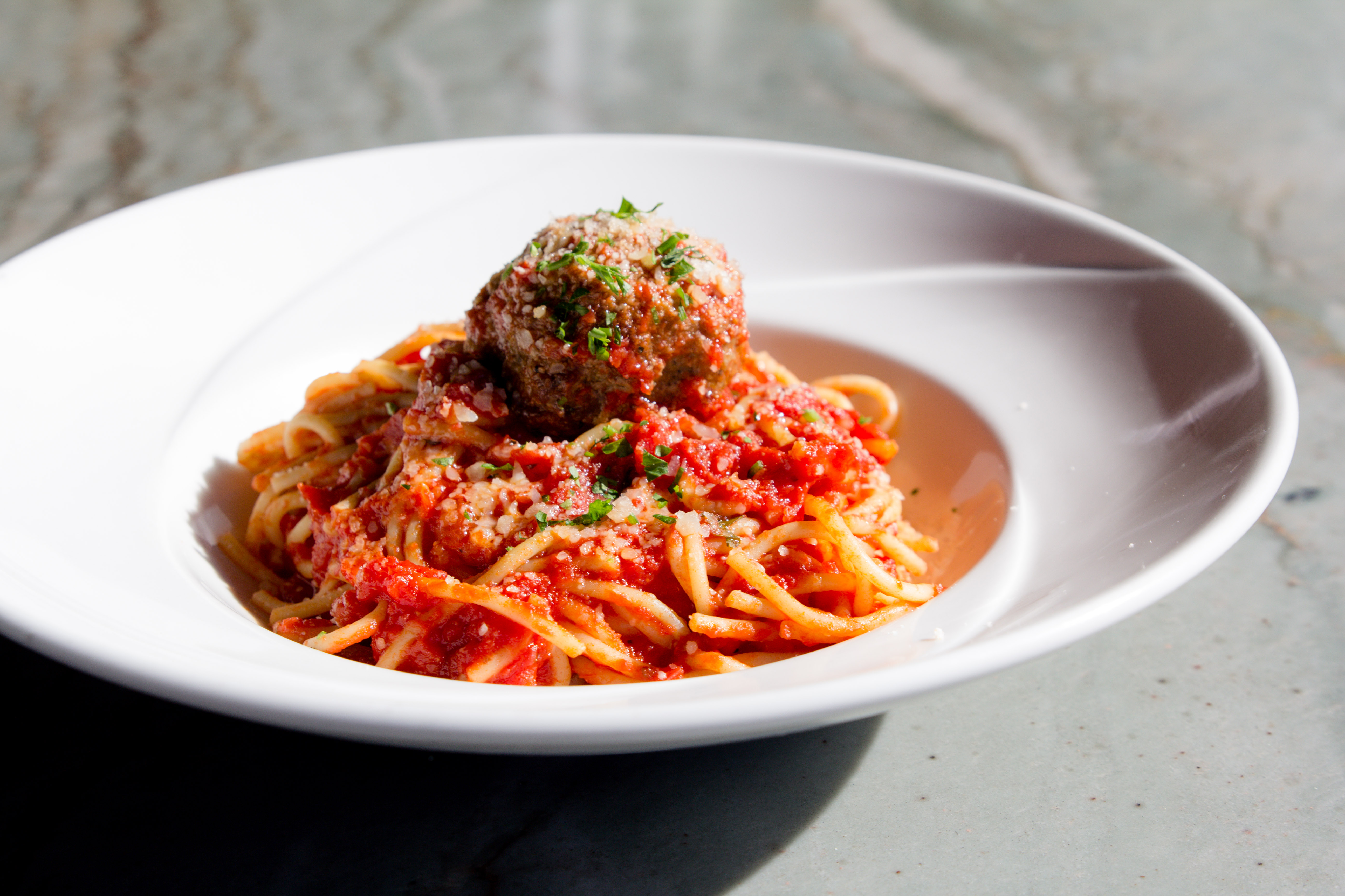 Order Spaghetti with Meatballs (Full) food online from Leucadia Pizza Scripps Ranch store, San Diego on bringmethat.com
