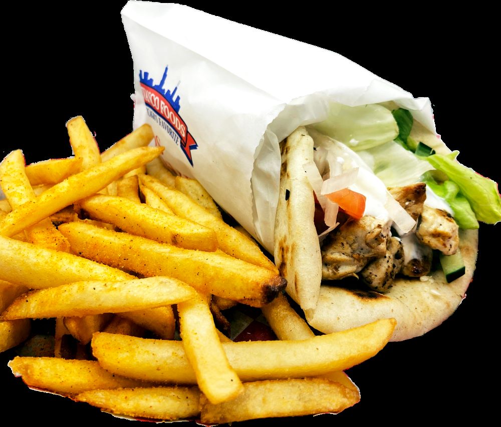 Order 2. Souvlaki Chicken Gyro Combo food online from Opa Time store, Sioux City on bringmethat.com