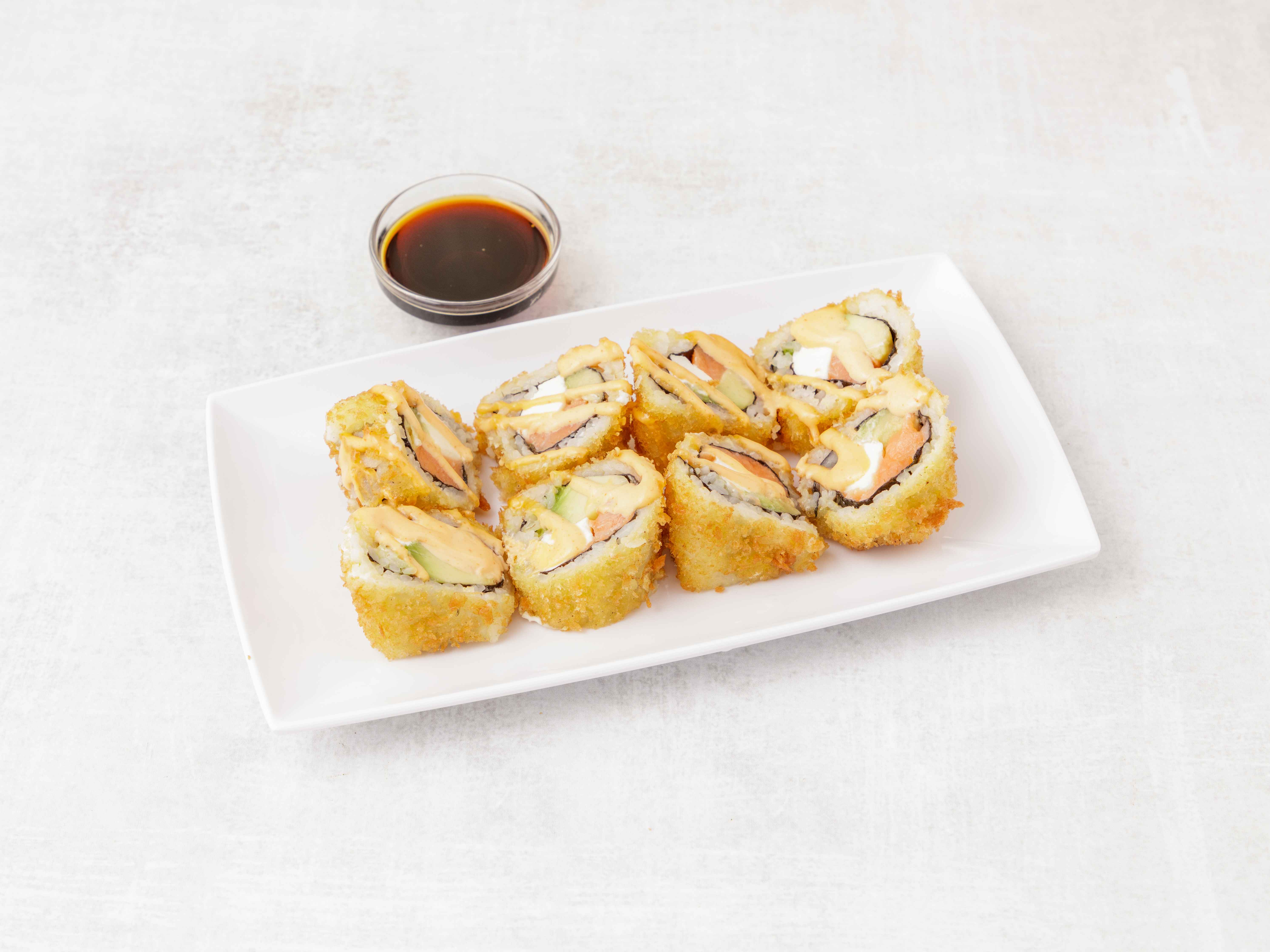Order 8. Crispy Salmon Roll food online from Japanica store, Middletown on bringmethat.com
