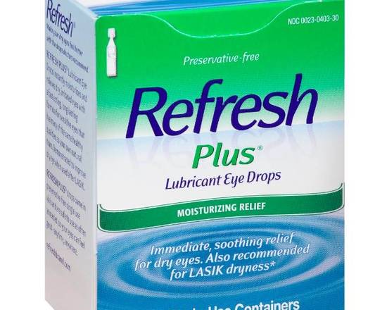 Order Refresh Plus Lubricant Eye Drops Moisturizing Relief .01 oz food online from McLean Ave Pharmacy store, Yonkers on bringmethat.com
