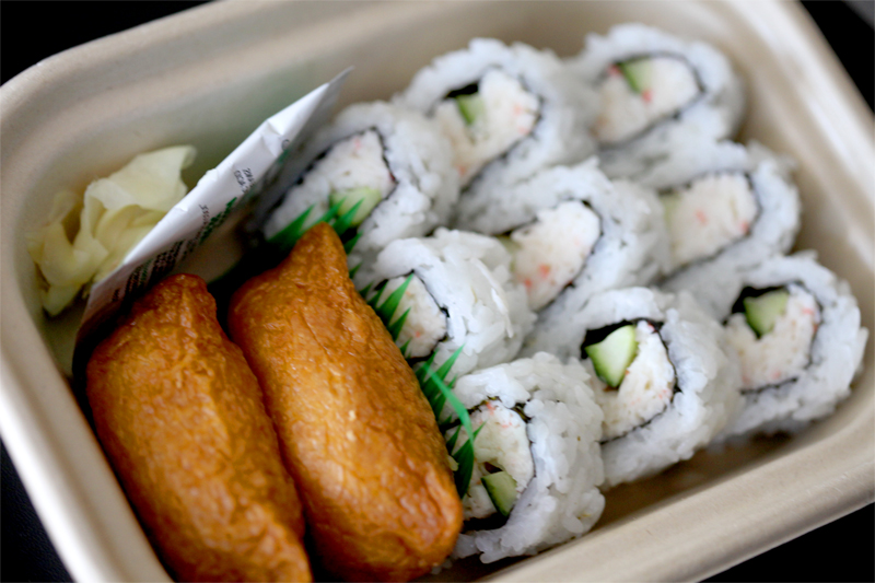 Order California Roll (9 Pieces) & Inari Sushi (2 Pieces) Combo & Miso Soup food online from Sushi Dragon store, Sun Valley on bringmethat.com