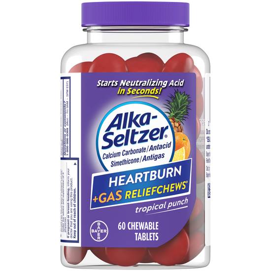 Order Alka-Seltzer Heartburn Gas Relief Chews Tablets Tropical Punch (60 ct) food online from Rite Aid store, BUTLER on bringmethat.com