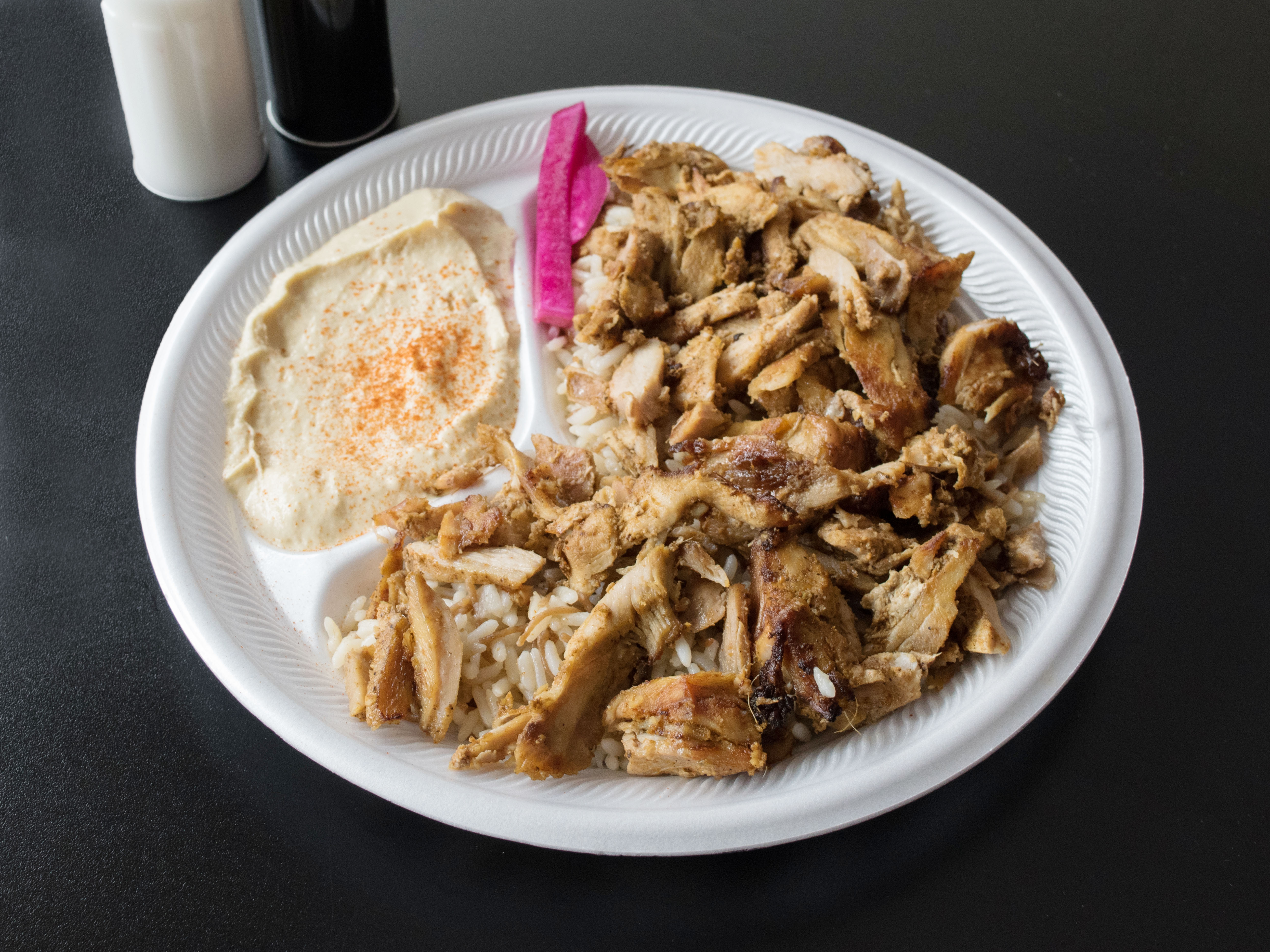 Order Chicken Shawarma over Rice Lunch Plate food online from Sahara's Delight store, Lansing on bringmethat.com