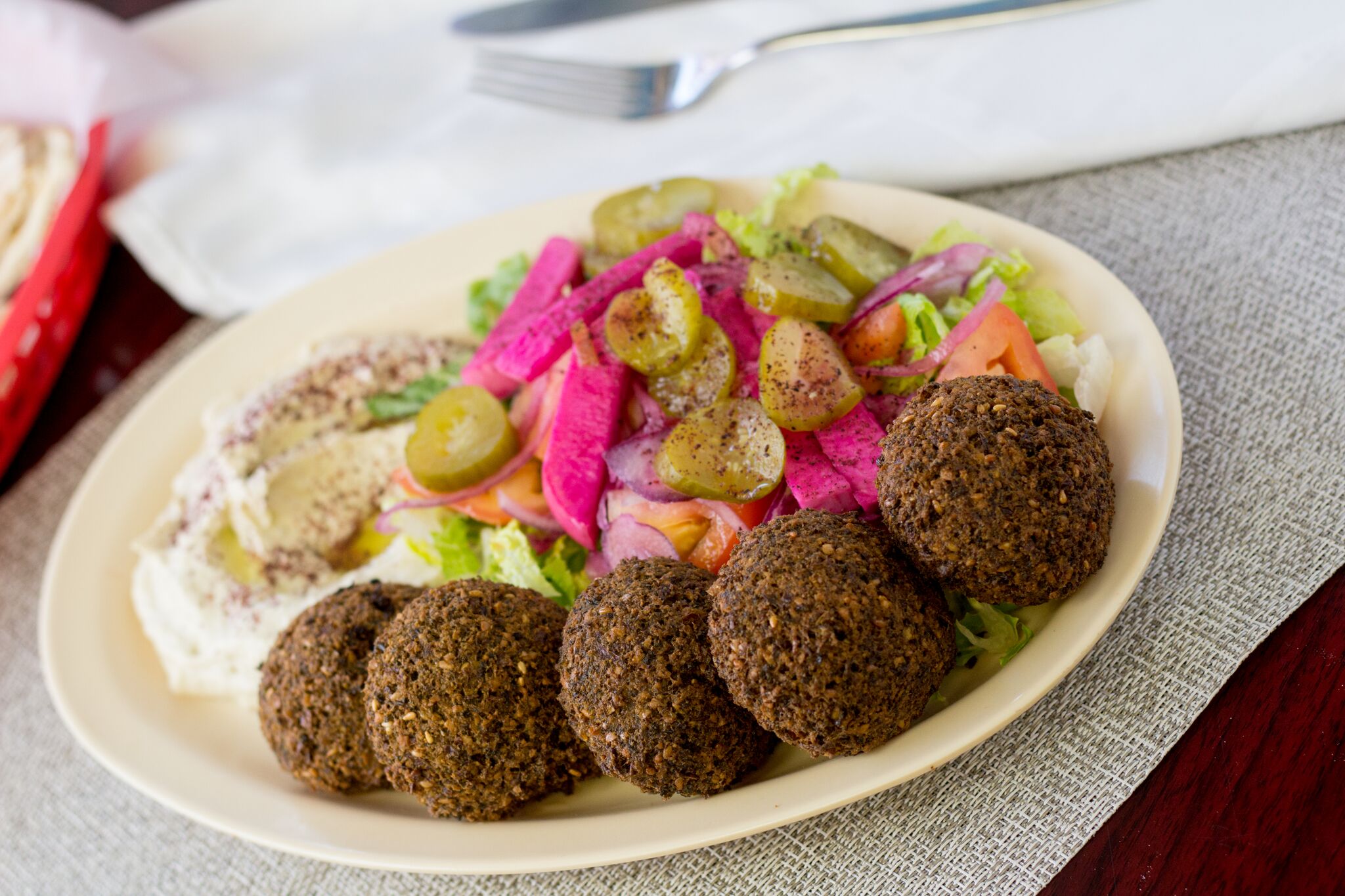 Order 32. Falafel Plate food online from House of Falafel store, Cupertino on bringmethat.com