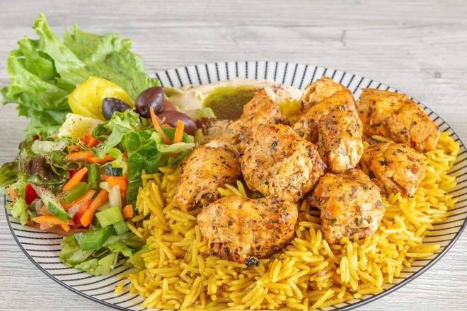 Order 37. Chicken Shish Tawook Plate food online from Pita Palace store, Franklin on bringmethat.com