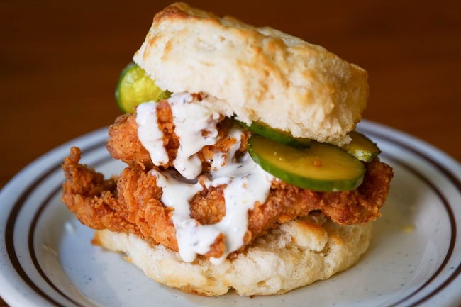 Order Chicken, Pickles & Ranch Biscuit food online from Bobwhite Counter store, New York on bringmethat.com
