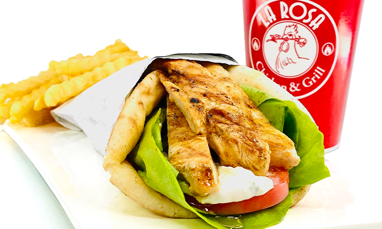 Order 8. Chicken Gyro Pita Combo food online from La Rosa Chicken & Grill store, Berkeley Heights on bringmethat.com