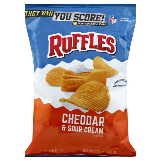 Order Ruffles Potato Chips Cheddar & Sour Cream Flavored (2.63 oz) food online from Rite Aid store, Yamhill County on bringmethat.com