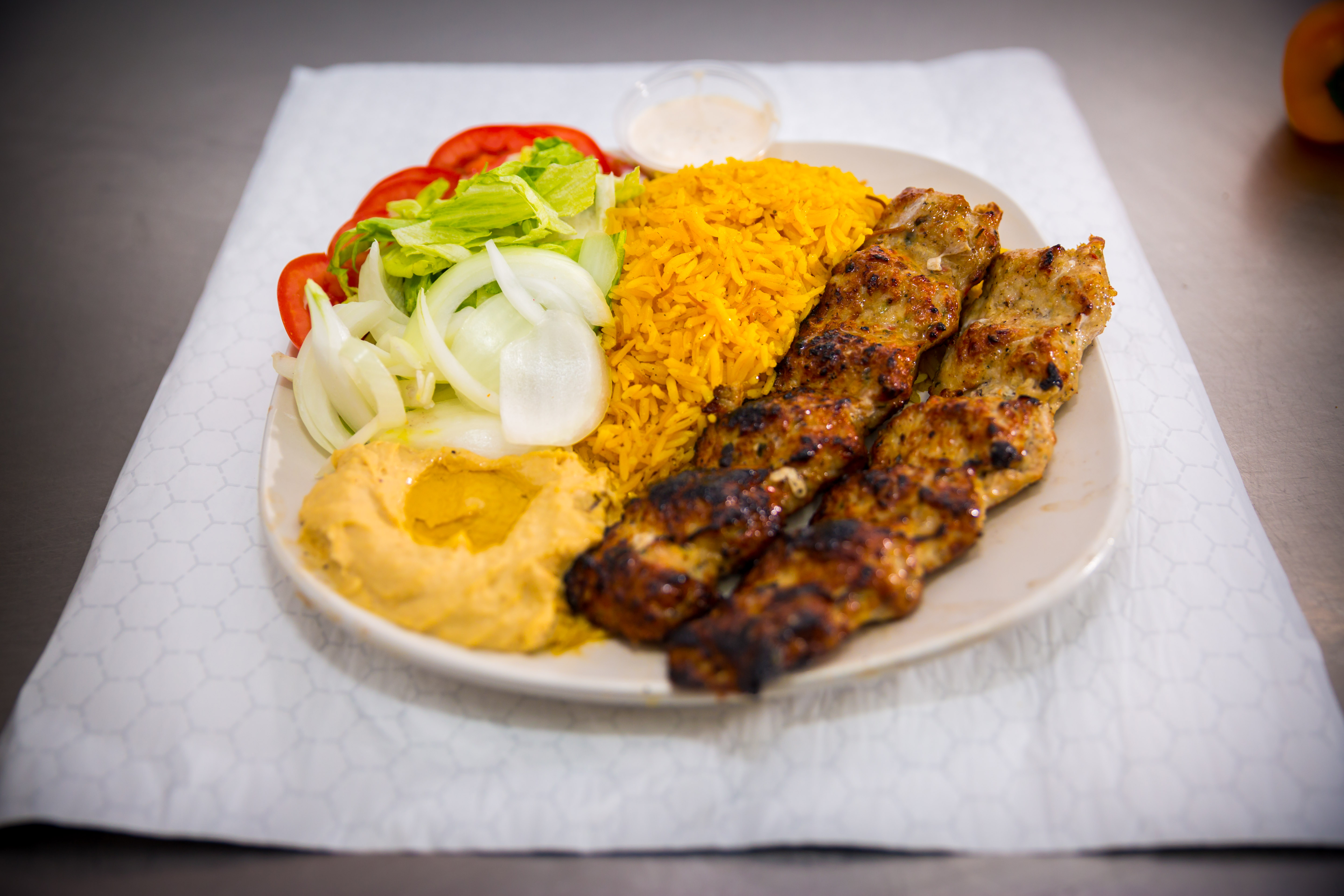 Order Beef Kabob Plate food online from North Park Produce store, San Diego on bringmethat.com