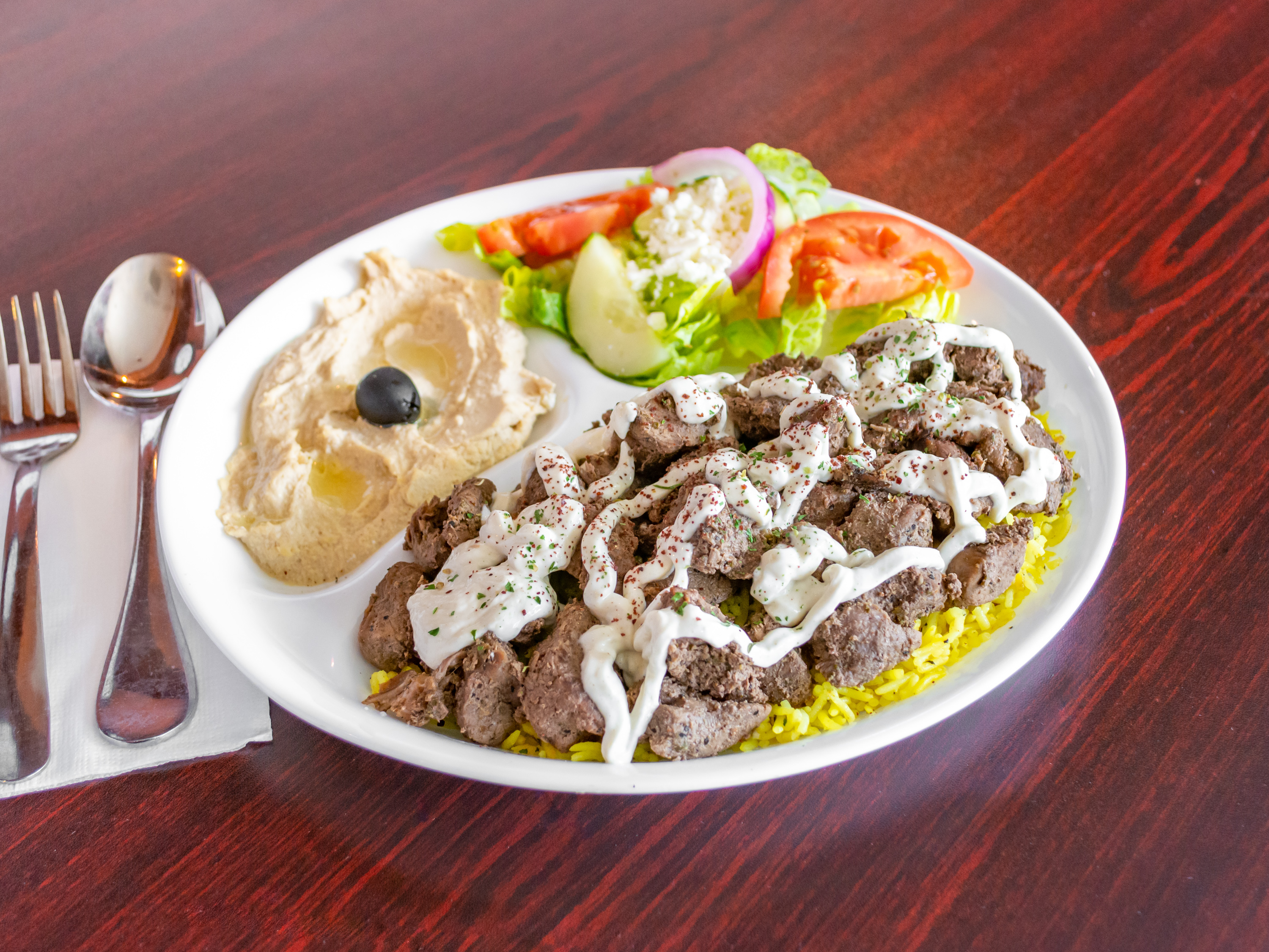 Order Lamb Shawarma Plate food online from Mediterranean Grill store, Bellevue on bringmethat.com