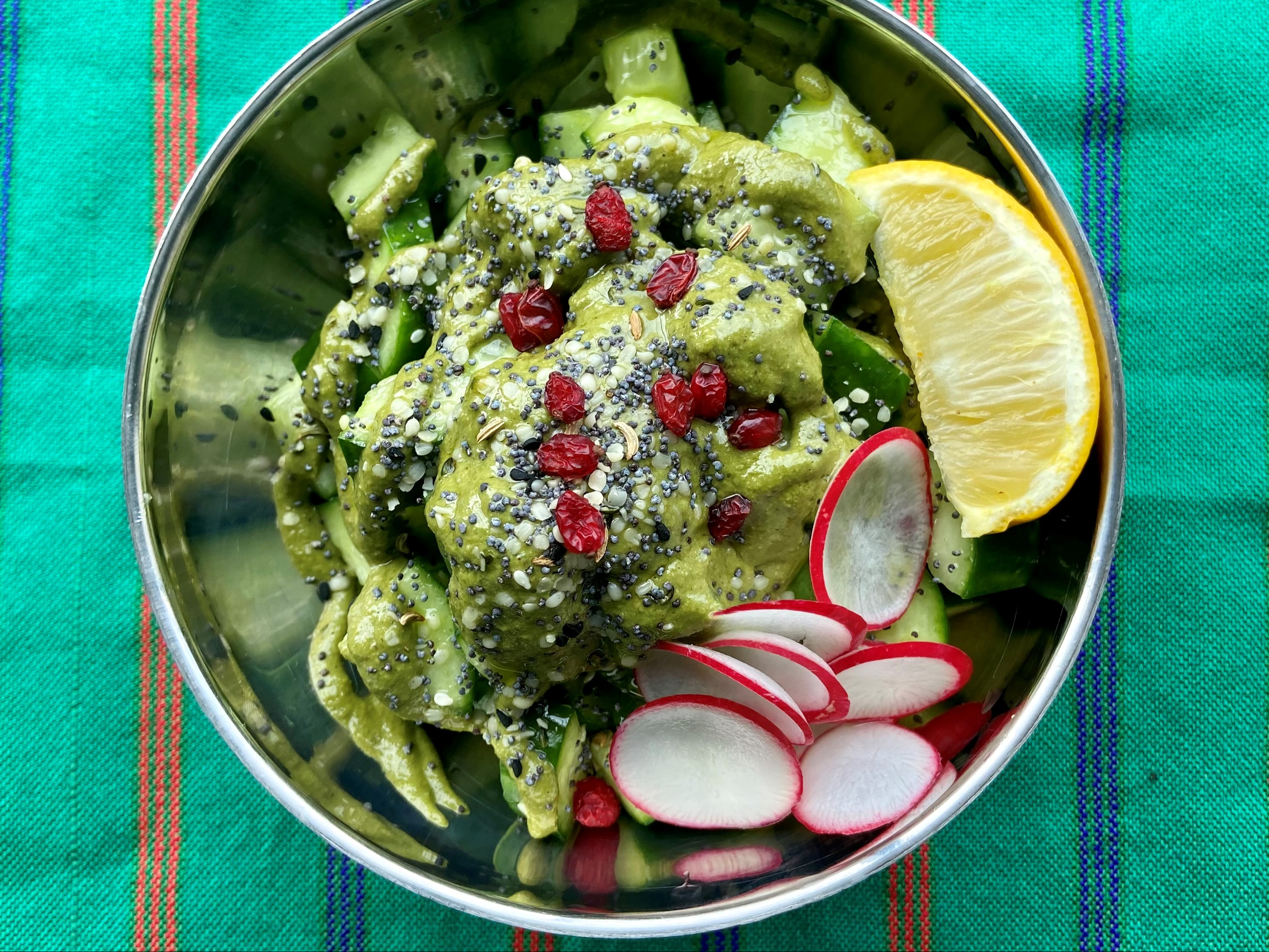Order Cucumber Salad / Khiaar Dalar food online from Komaaj store, San Francisco on bringmethat.com