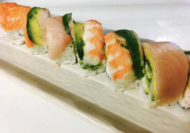 Order Rainbow Roll (8 pcs) food online from Narumi Sushi store, Lemon Grove on bringmethat.com