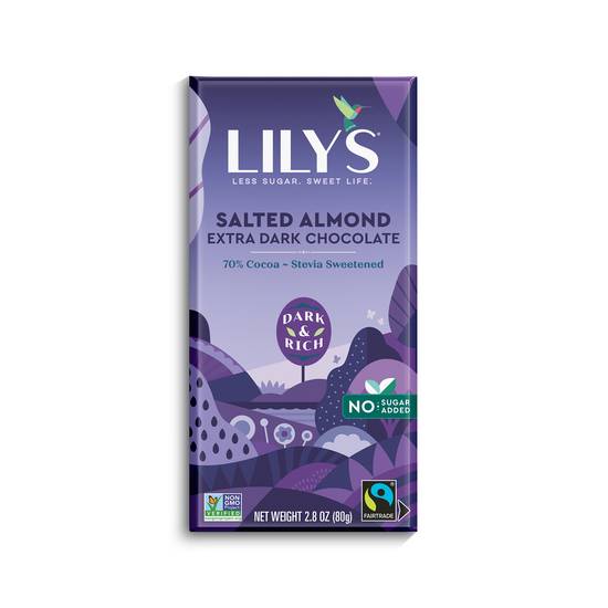 Order Lily's 70% Dark Cocoa Chocolate Bar Salted Almond (2.8 oz) food online from Rite Aid store, Eugene on bringmethat.com