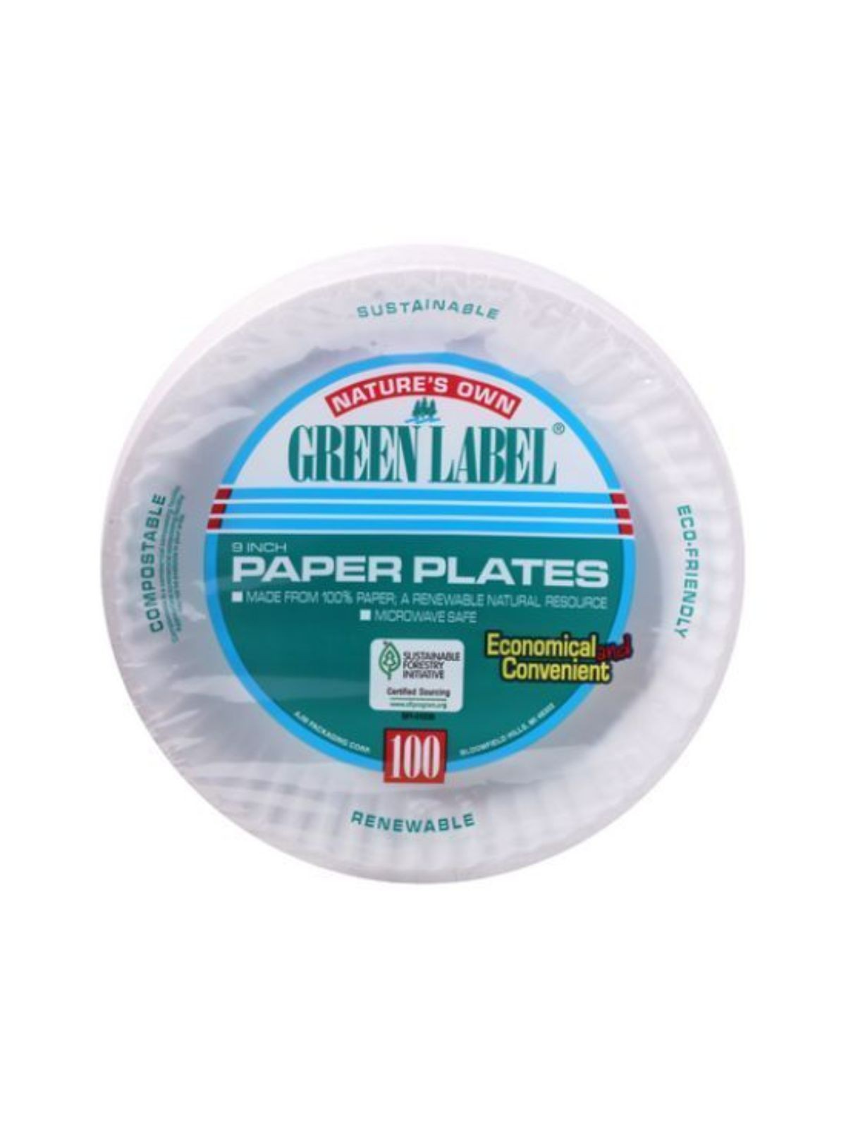 Order Green Label Paper Plates (100 count) food online from Stock-Up Mart store, Minneapolis on bringmethat.com
